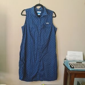 Columbia Navy Blue Polka Dot Sports Dress XL